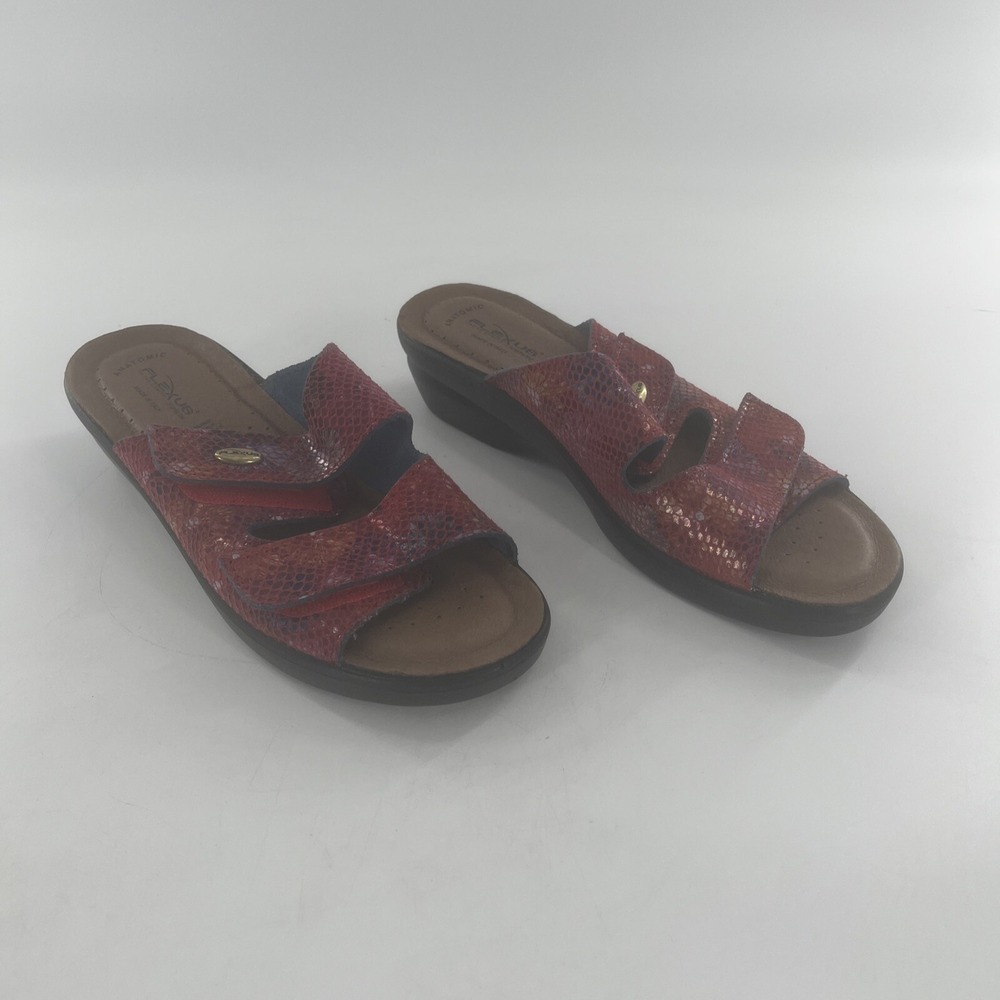 Flexus Spring Step Slide Bellasa Leather‎ Sandal Women EU 40 US 9 Red Floral